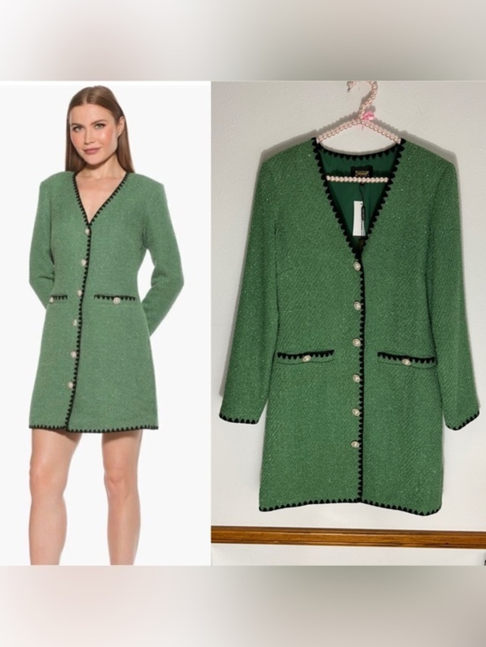 Alexa Admore NWT Zayla green tweed dress size 10